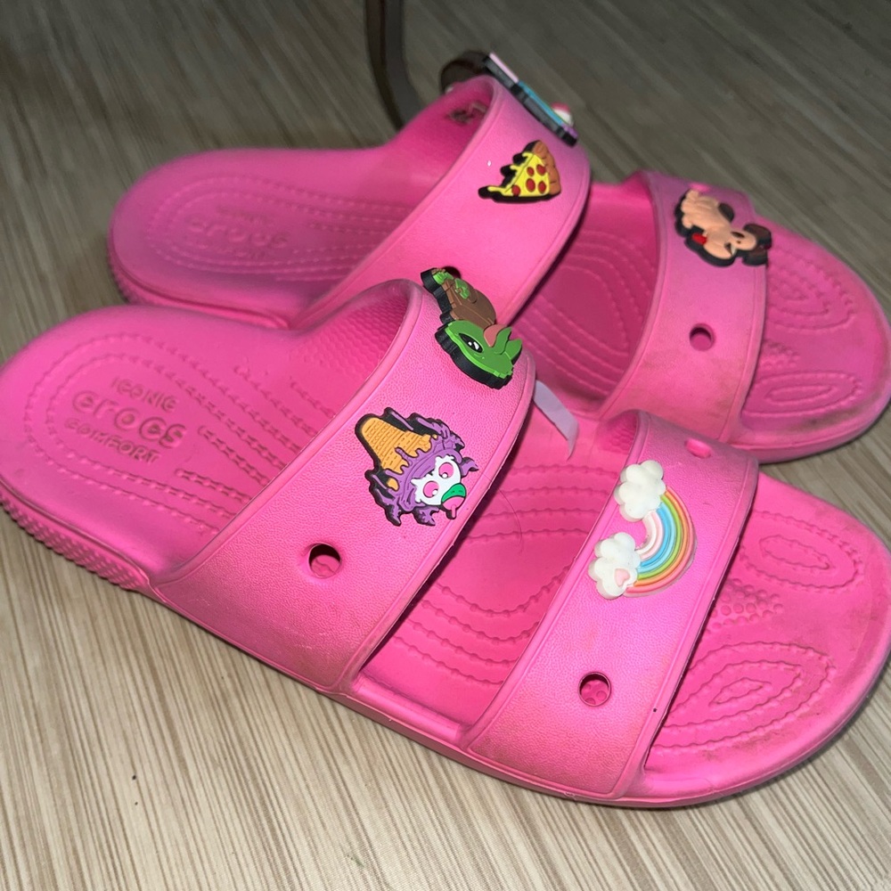 CROCS Women’s/Kids Pink Slide Sandals with Fun Charms